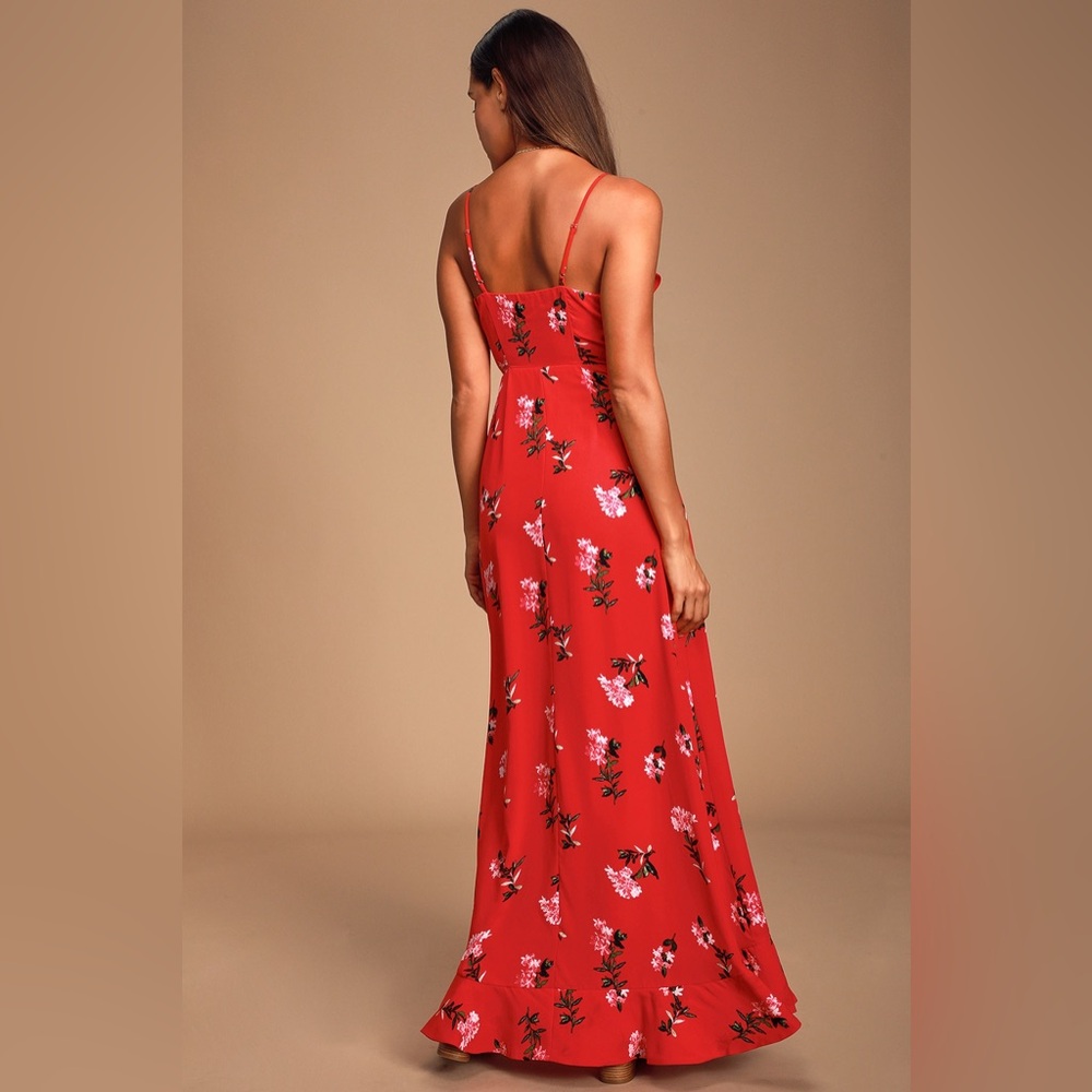 Lulu's Red Floral High Low Dress - Picture 3 of 4